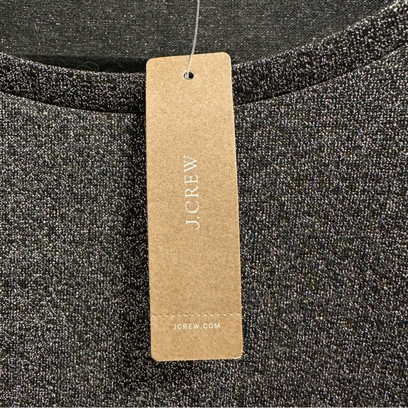 J. Crew Sparkle bell sleeve black and silver metallic top New with Tags Medium - Picture 12 of 14